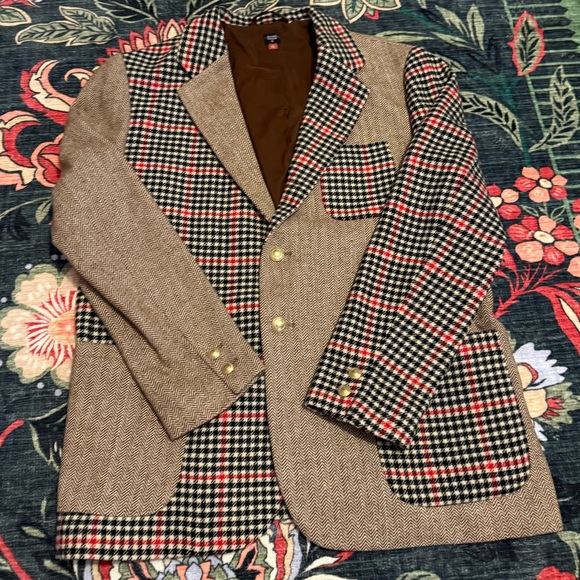Rowing Blazers Other - Rowing Blazers Patchwork Tweed Sport Coat Blazer XXL 44R Wool Brown Plaid